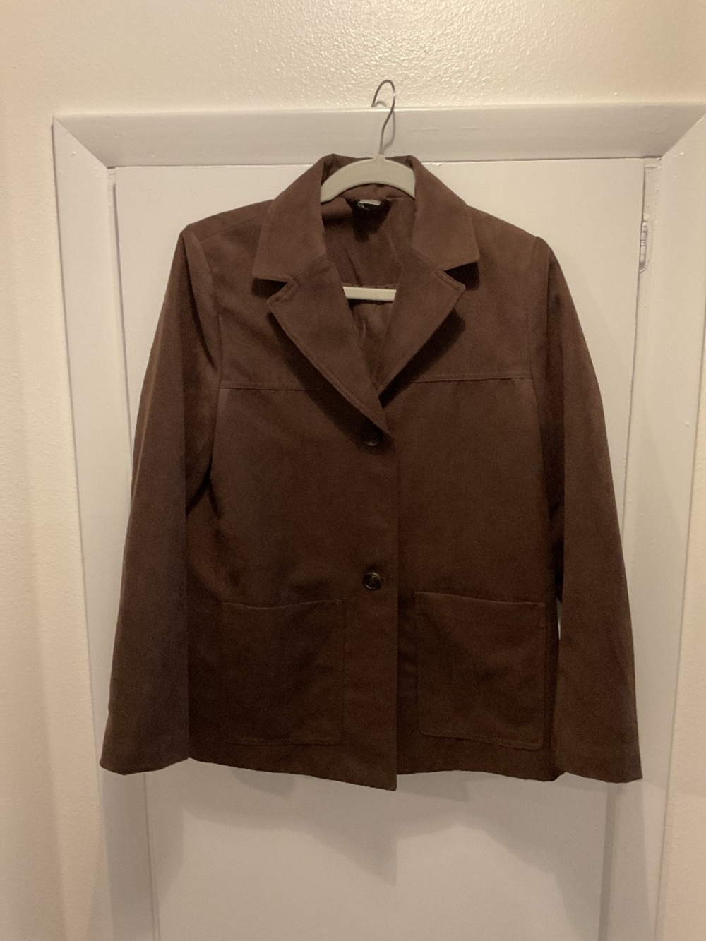 H&M Chocolate Brown Faux Suede Jacket, Size Small